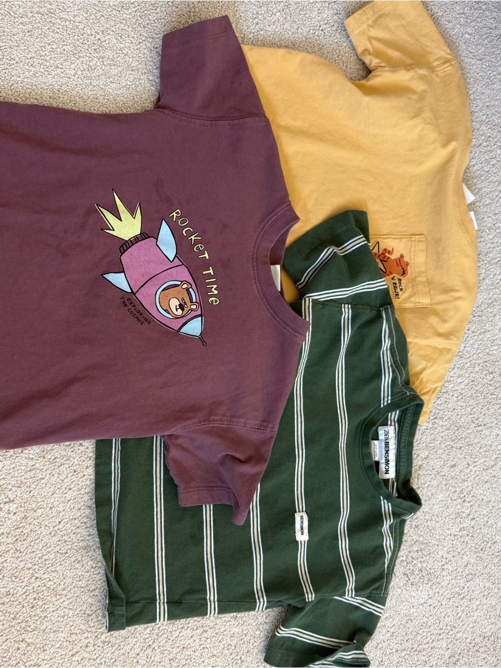 Rocket Time Graphic Tee - Plum with Yellow & Green Accents